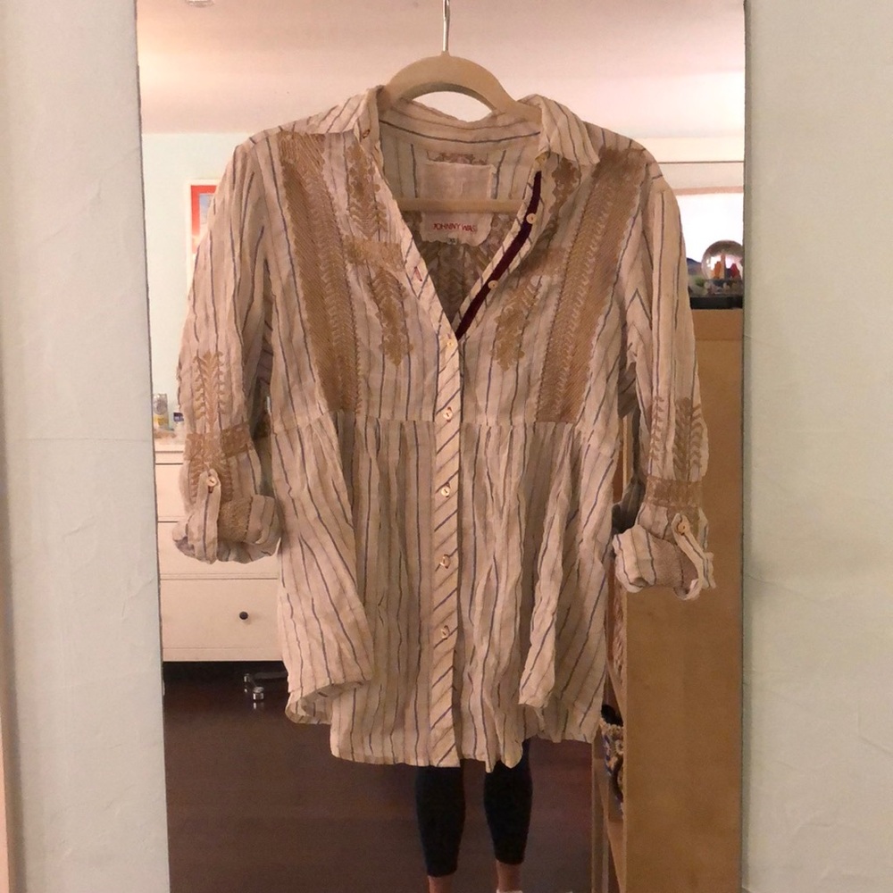 Johnny Was Embroidered Button-down